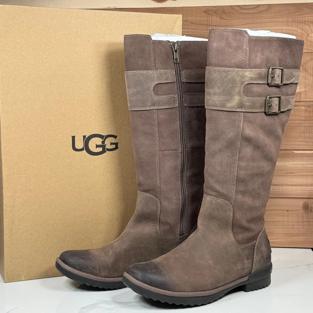 UGG‎ Women's Zarina Tall Suede Brown Waterproof Boots 1112315 Size 7